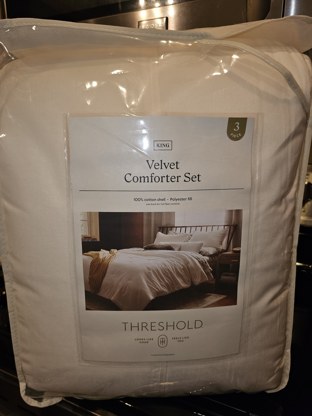 Threshold Velvet Comforter Set - Cream